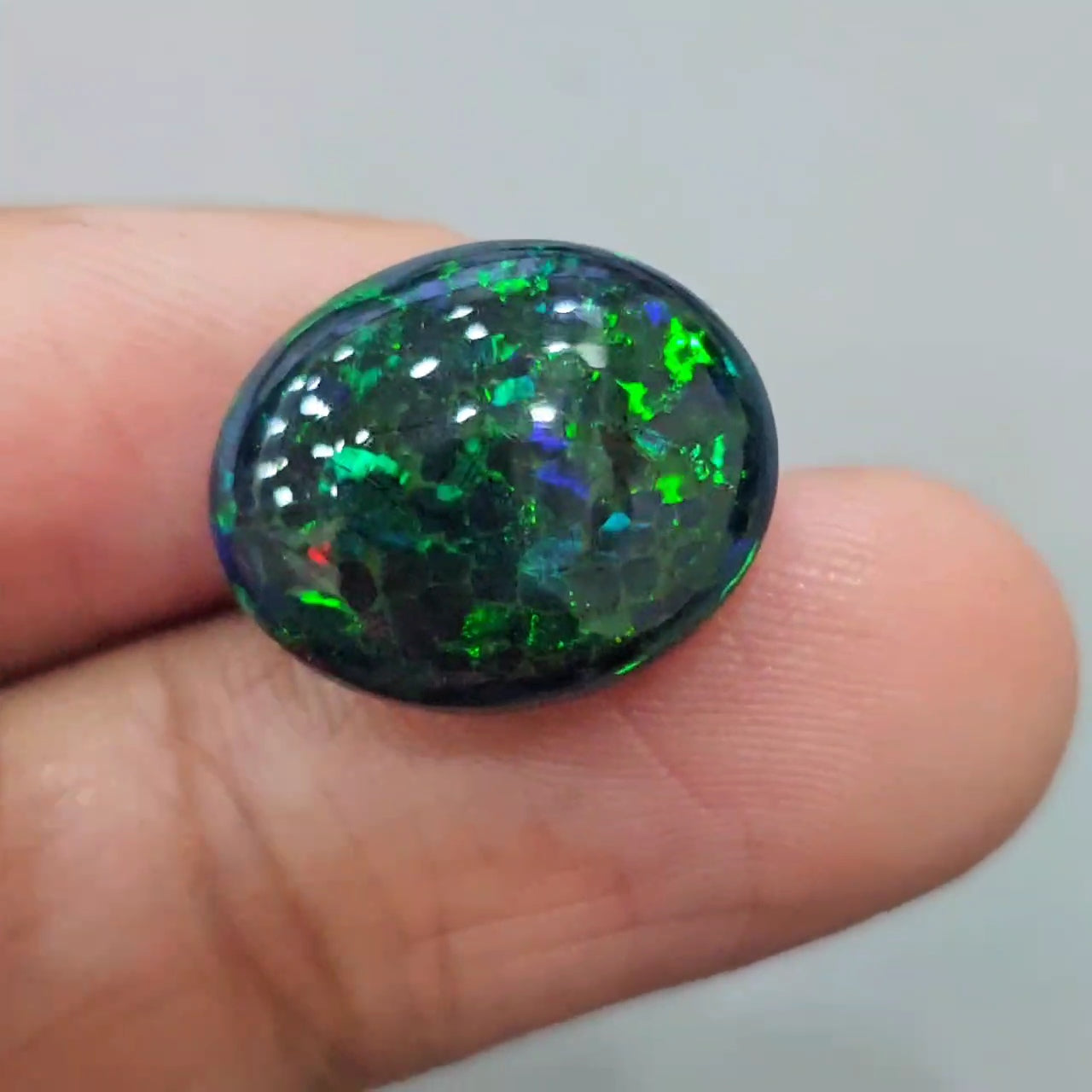 Natural Ethiopian Black Smoked Opal Cabochon | Oval | Size: 17x14mm | 7.9 Cts