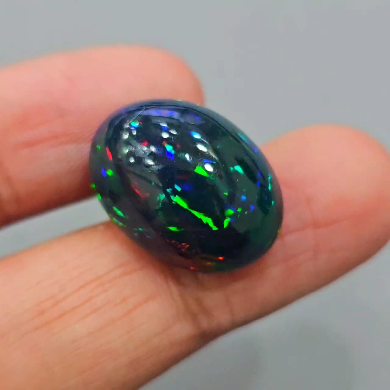 Natural Ethiopian Black Smoked Opal Cabochon | Oval | Size: 22x16mm | 18.5 Cts