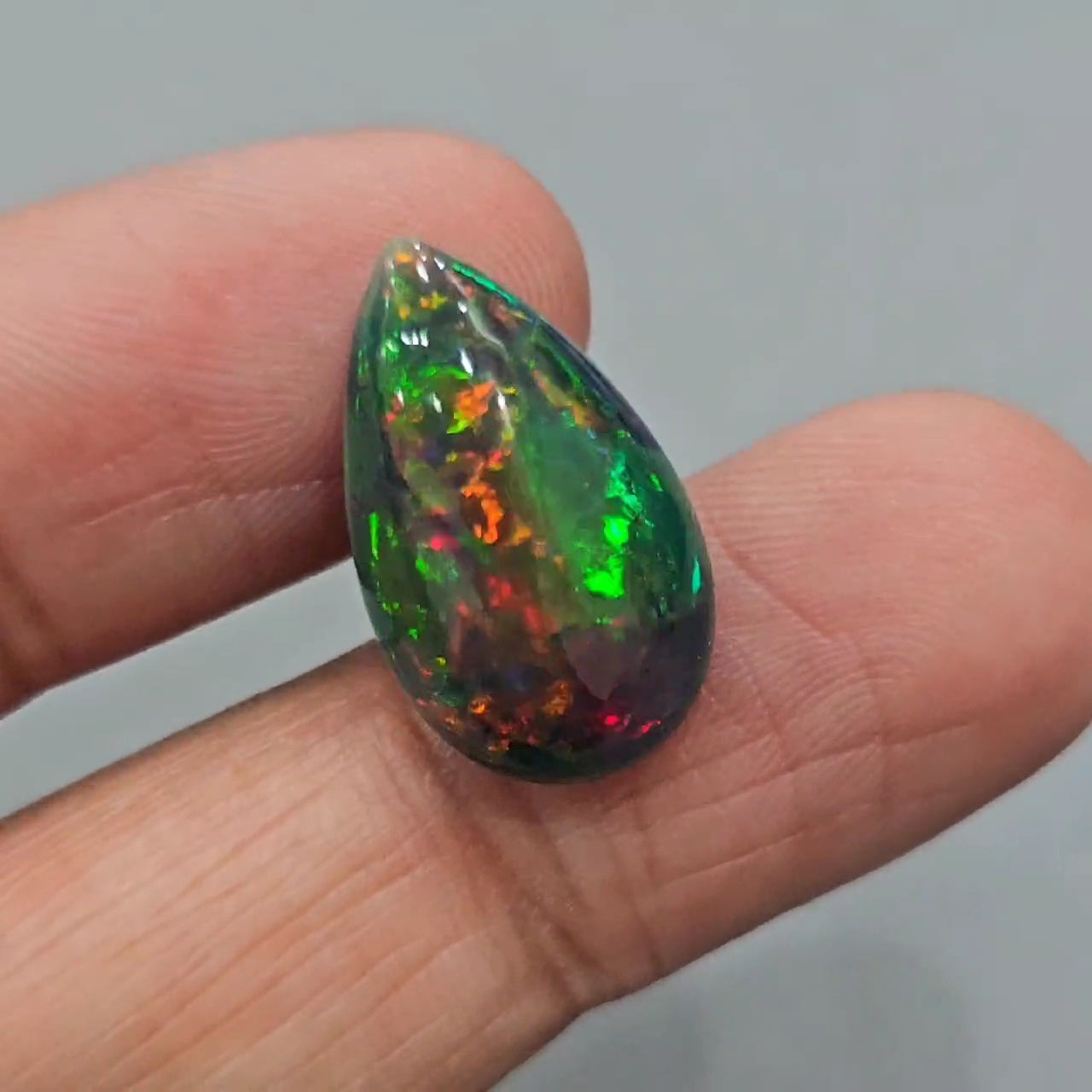 Natural Ethiopian Black Smoked Opal Cabochon | Pear | Size: 21x12mm | 6.8 Cts