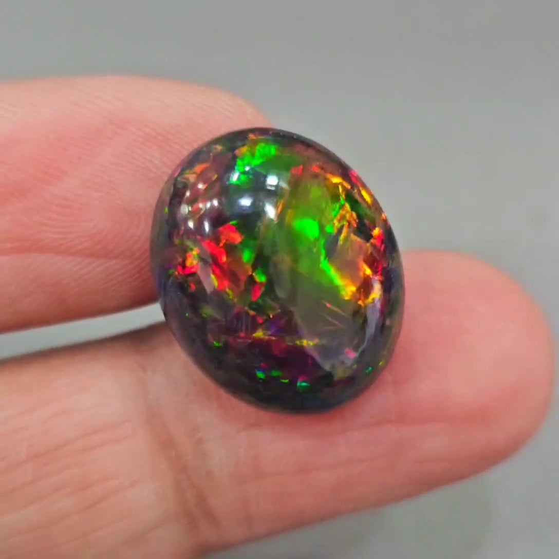 Natural Ethiopian Black Smoked Opal Cabochon | Oval| Size: 20x16mm