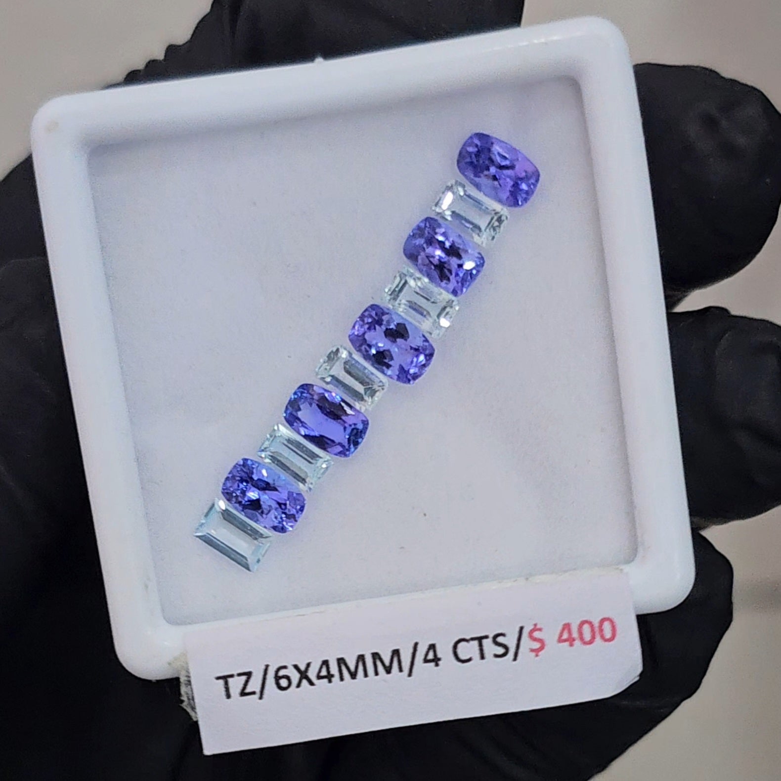 10 Pcs Natural Tanzanite & Aquamarine AAA+ Faceted | Shape: Rectangle| Size: 6-5mm