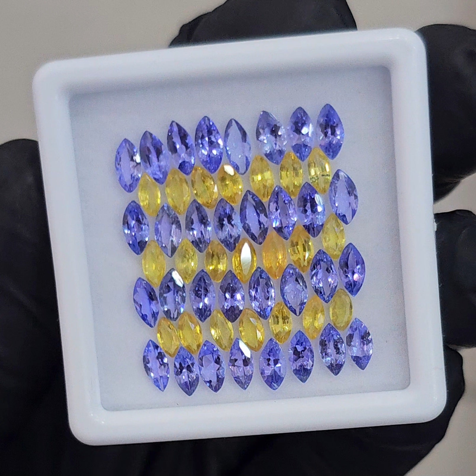 53 Pcs Natural Tanzanite & Yellow Sapphire AAA+ Faceted | Shape: Marquise| Size: 6-5mm