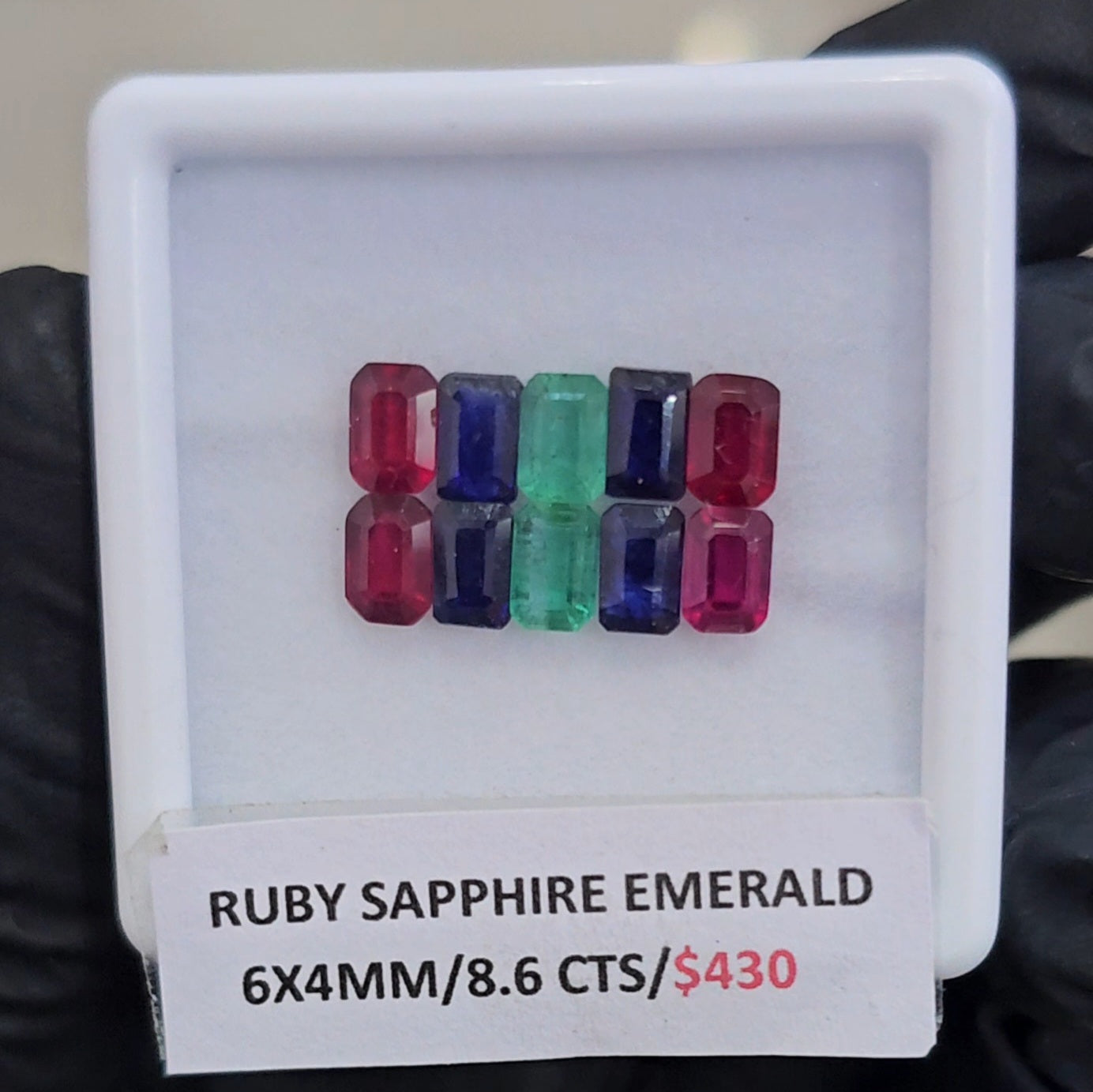 10 Pcs Natural Ruby,Sapphire & Emerald Faceted | Shape: Rectangle| Size: 6x4mm