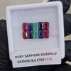 10 Pcs Natural Ruby,Sapphire & Emerald Faceted | Shape: Rectangle| Size: 6x4mm