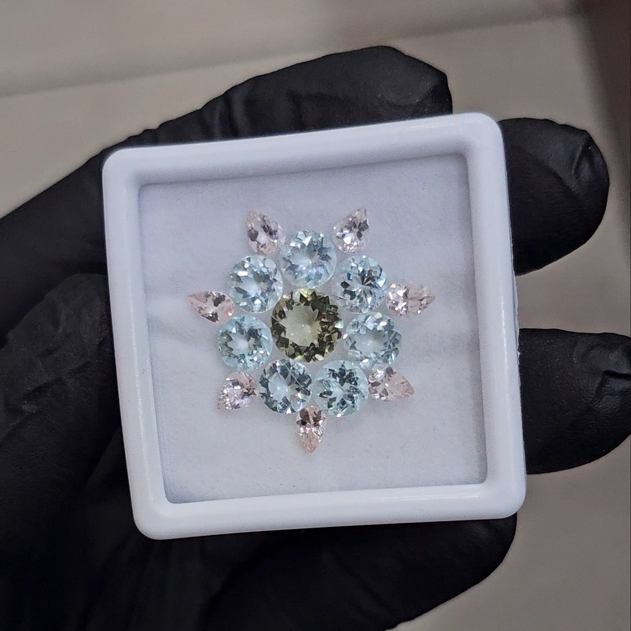 15 Pcs Natural Morganite, Aquamarine And Heliodor Faceted unheated | Shape: Mix| Size: 5-8mm