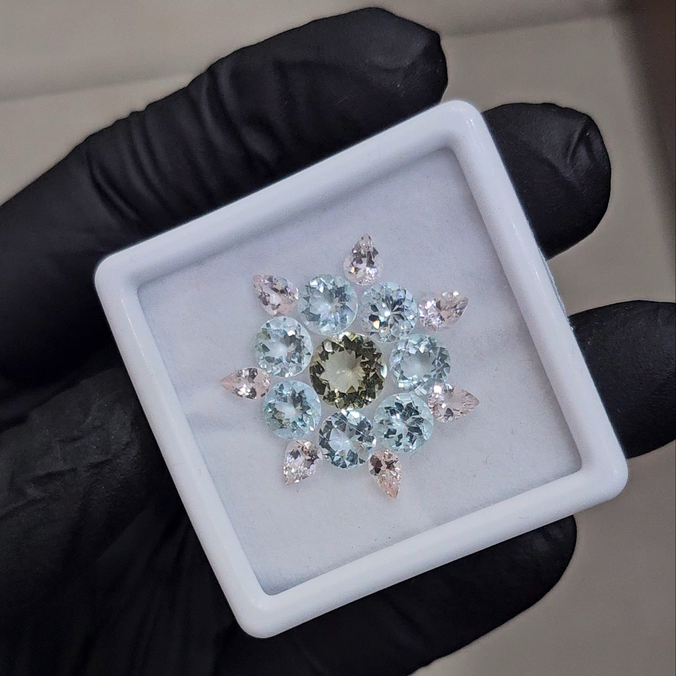 15 Pcs Natural Morganite, Aquamarine And Heliodor Faceted unheated | Shape: Mix| Size: 5-8mm