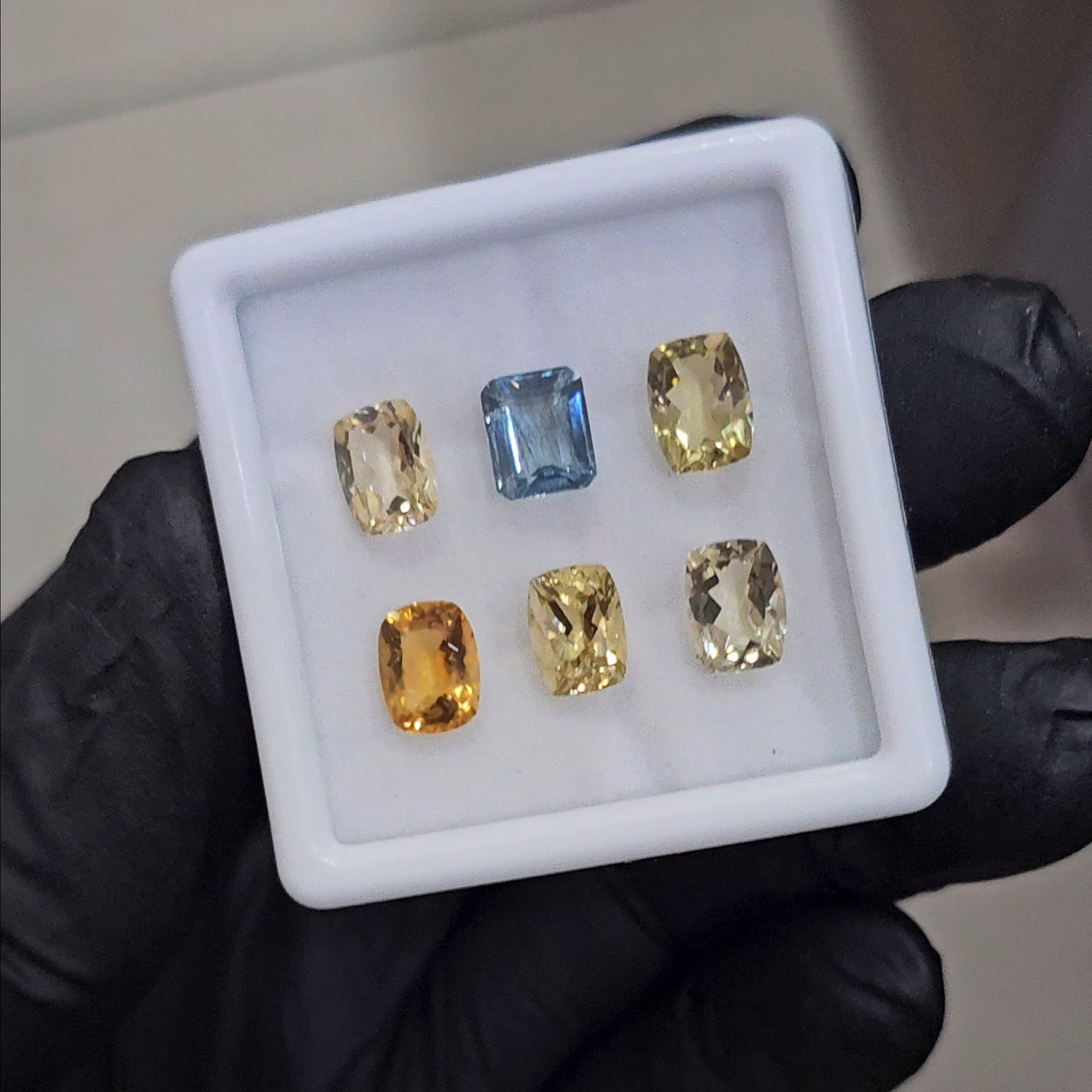 6 Pcs Of Natural Mix Beryls: Heliodor, Green Beryl  & Aquamarine | Rectangles | 8x6mm