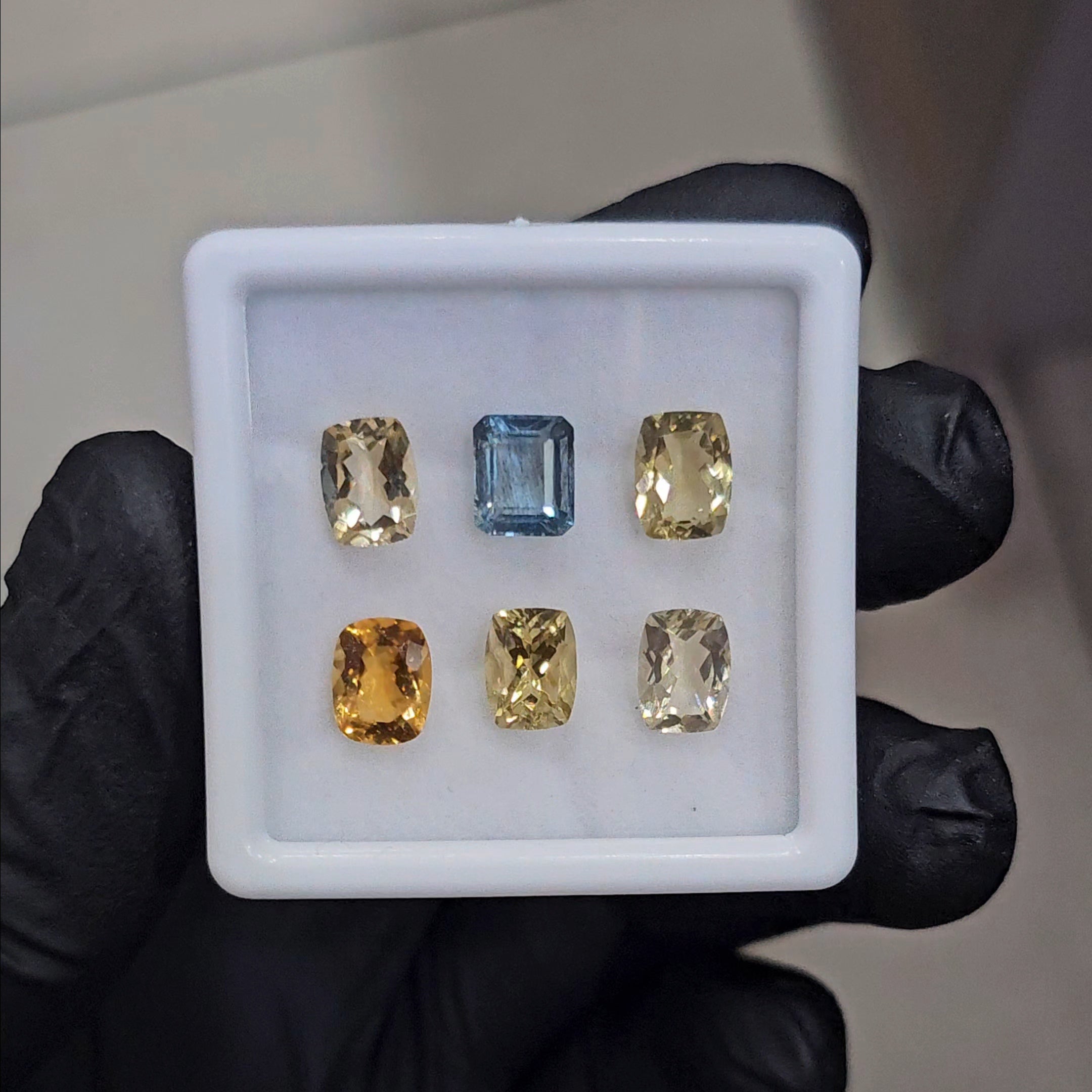 6 Pcs Of Natural Mix Beryls: Heliodor, Green Beryl  & Aquamarine | Rectangles | 8x6mm