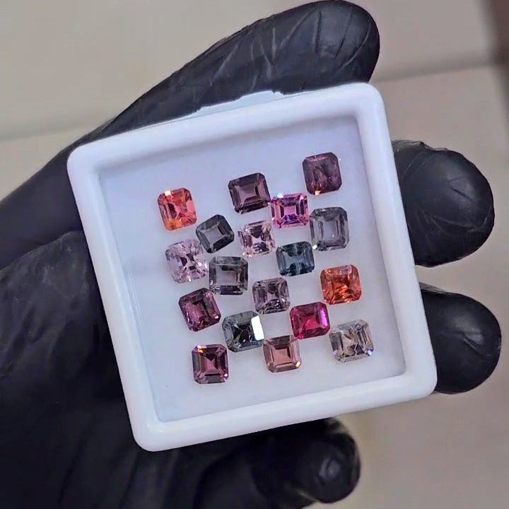 18 Pieces Natural Multi Spinel Faceted  | Square  | 4-5mm