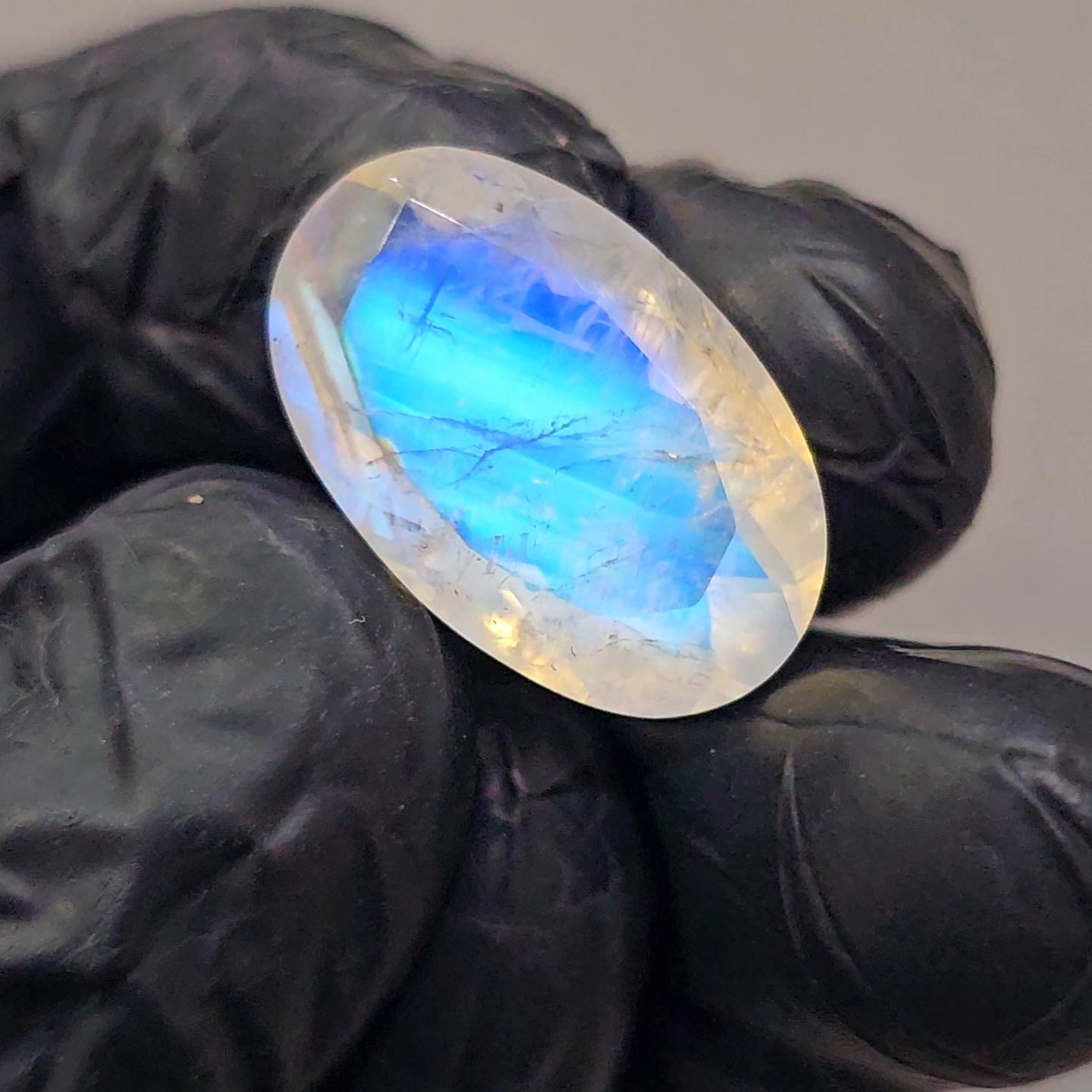 Natural Rainbow Moonstone from India Faceted | Oval | 13x21mm