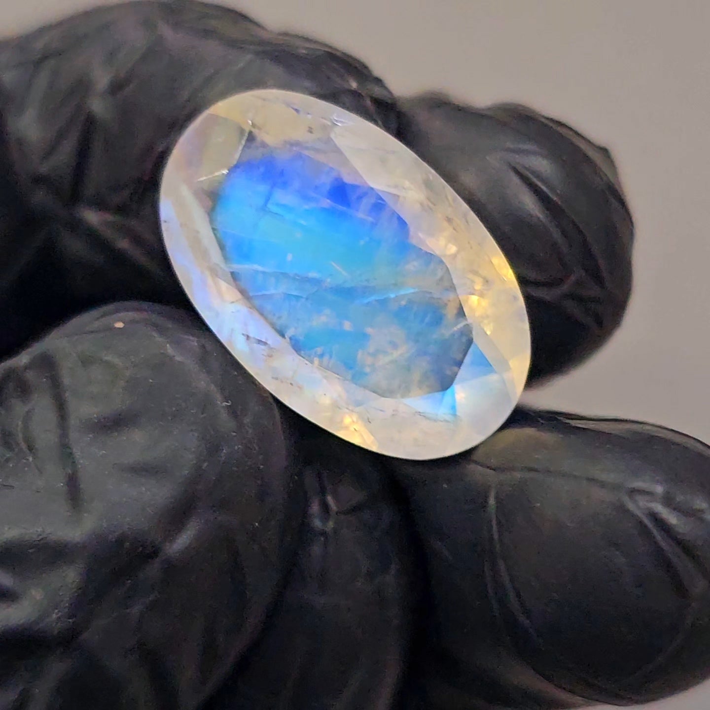 Natural Rainbow Moonstone from India Faceted | Oval | 13x21mm