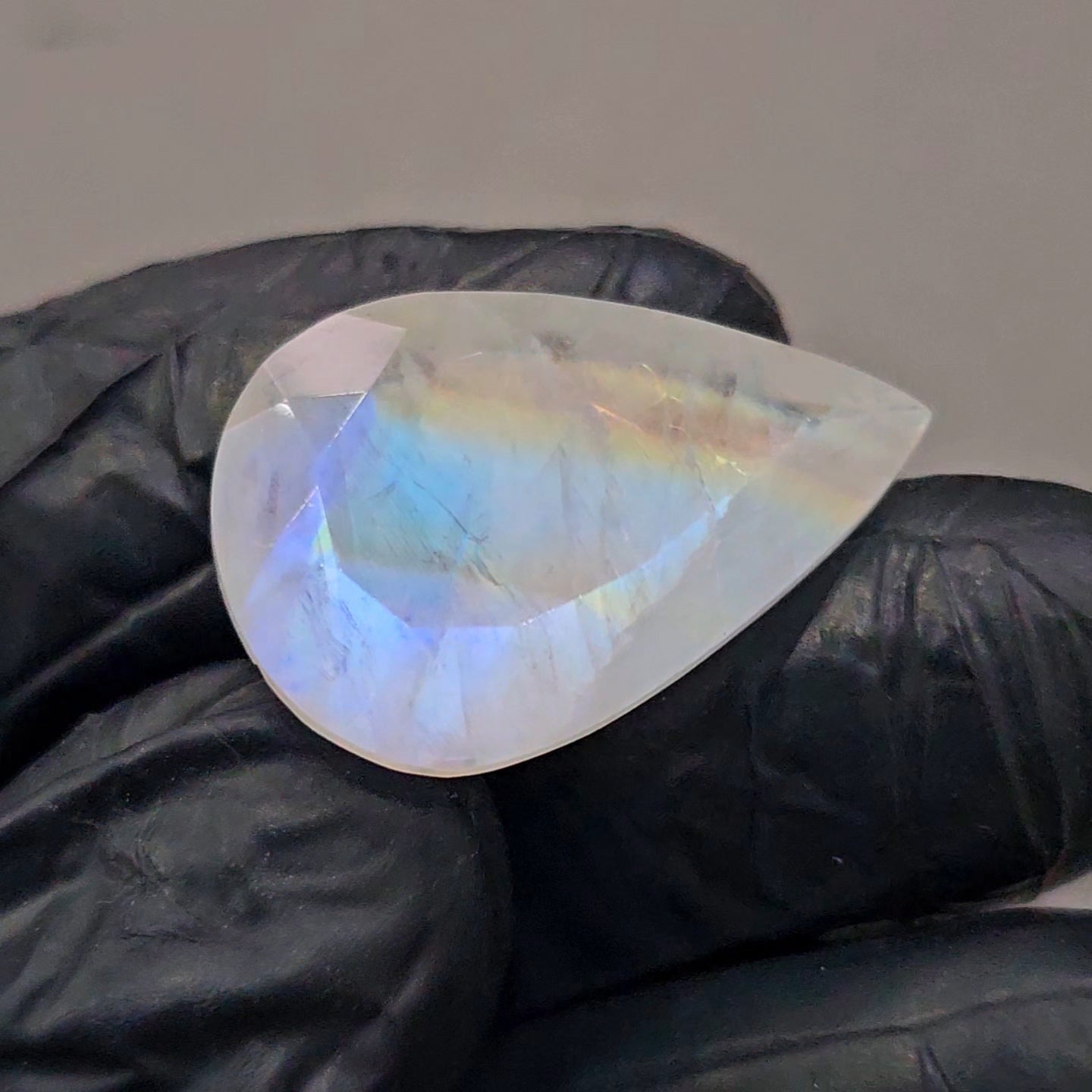 Natural Rainbow Moonstone from India Faceted | Pear | 17x25mm