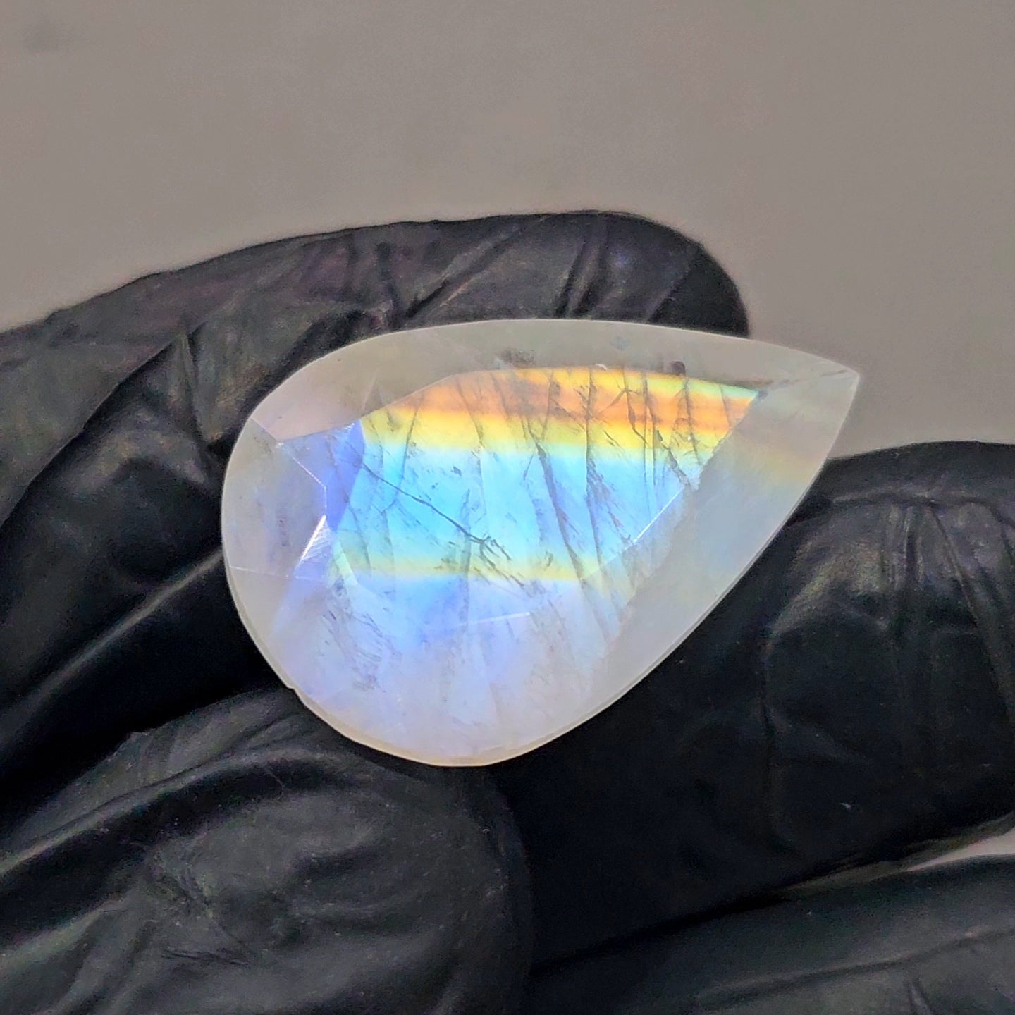 Natural Rainbow Moonstone from India Faceted | Pear | 17x25mm