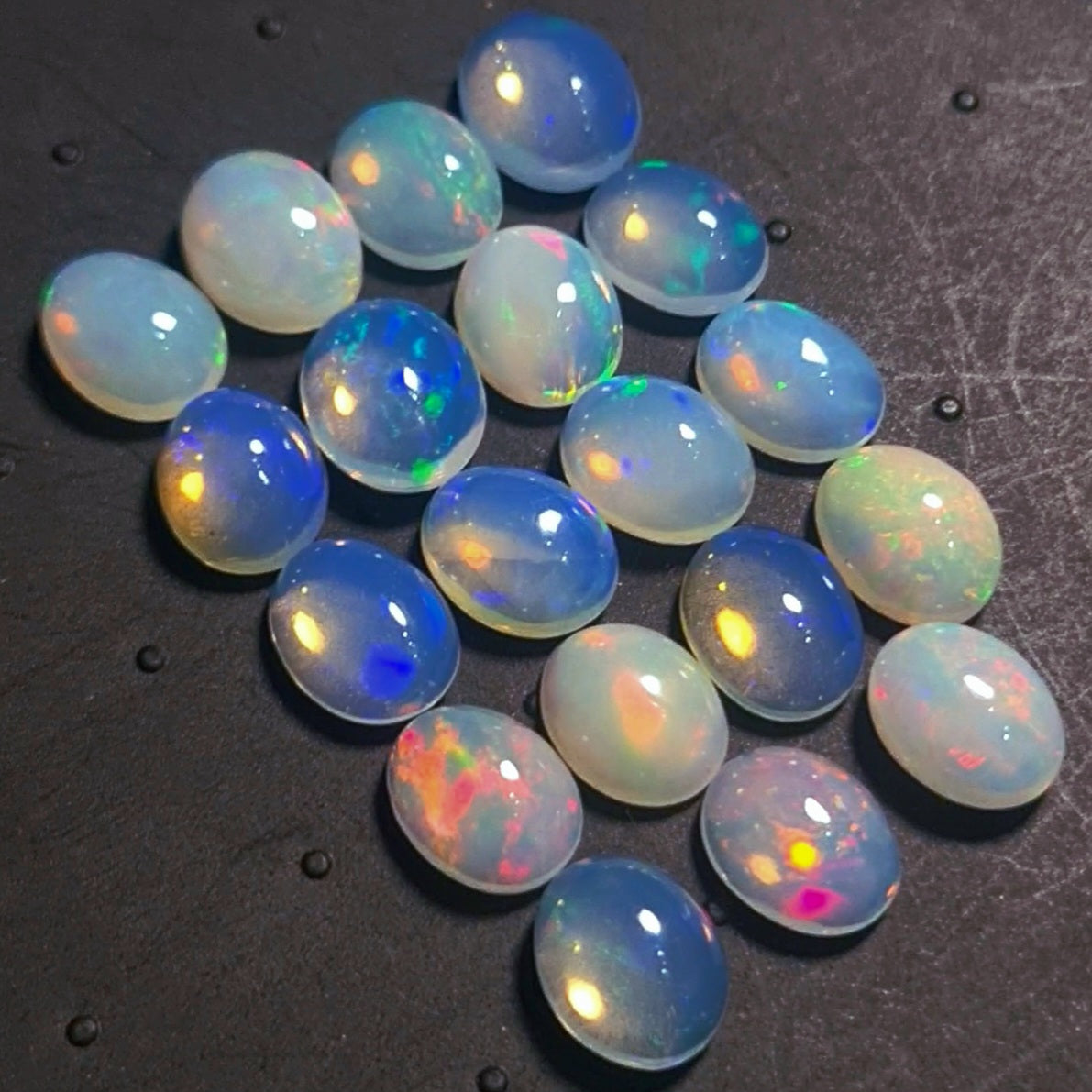 19 pcs Natural Multi Fire Opal Ethiopian | Shape: Oval| Size:10x8mm