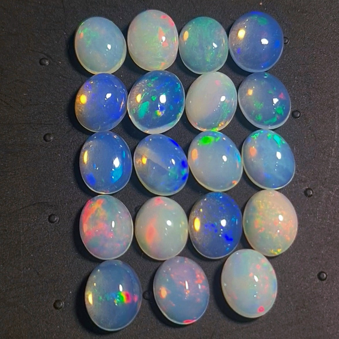 19 pcs Natural Multi Fire Opal Ethiopian | Shape: Oval| Size:10x8mm