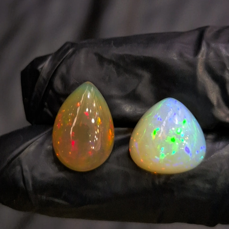 2 Pcs Natural Ethiopian Opal Cabochon | Mix | Size: 14-16mm