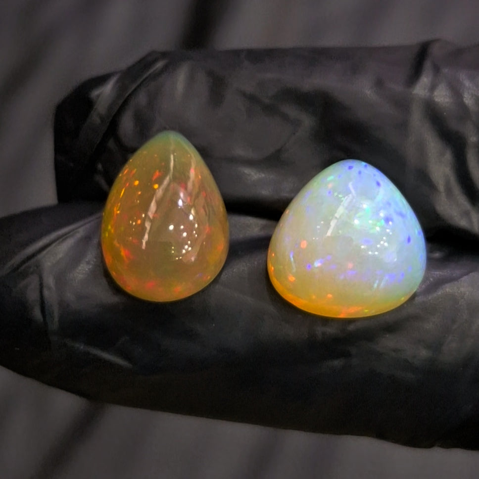 2 Pcs Natural Ethiopian Opal Cabochon | Mix | Size: 14-16mm