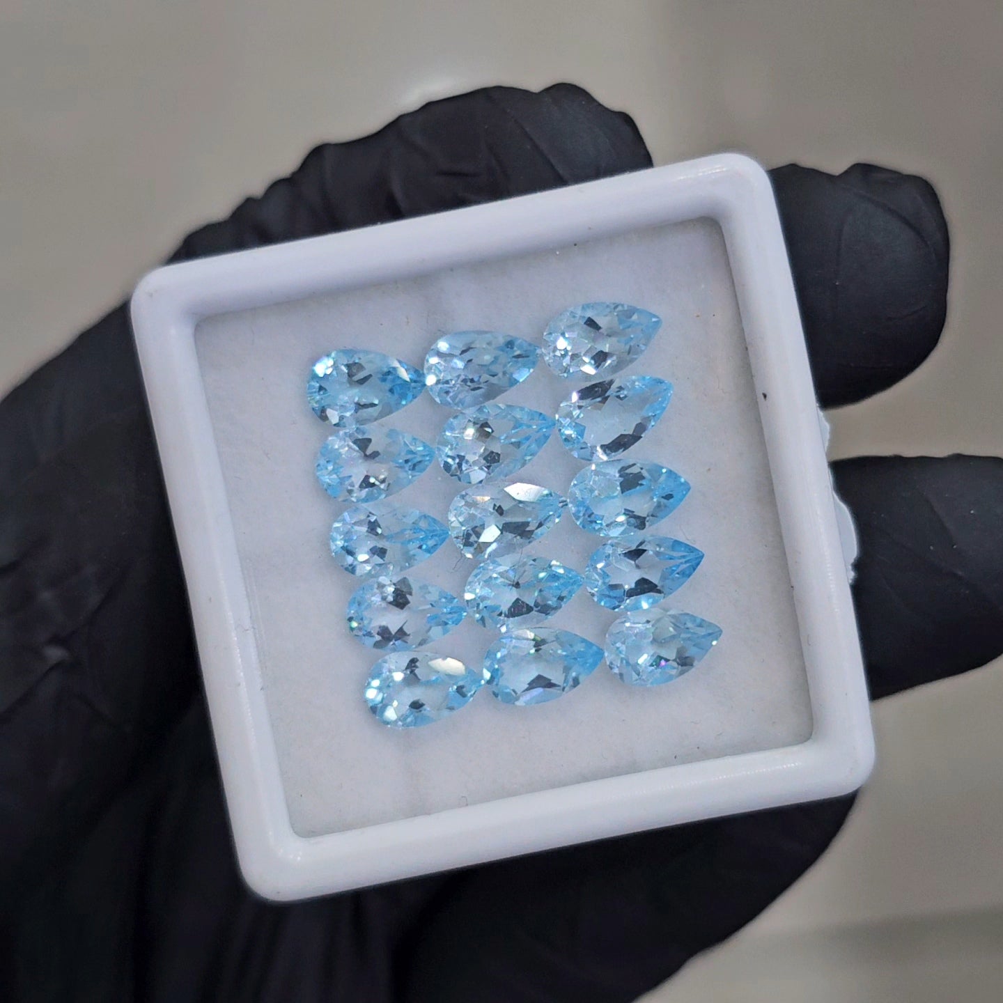15Pcs Natural Blue Topaz Faceted  | Pear | 8x5mm