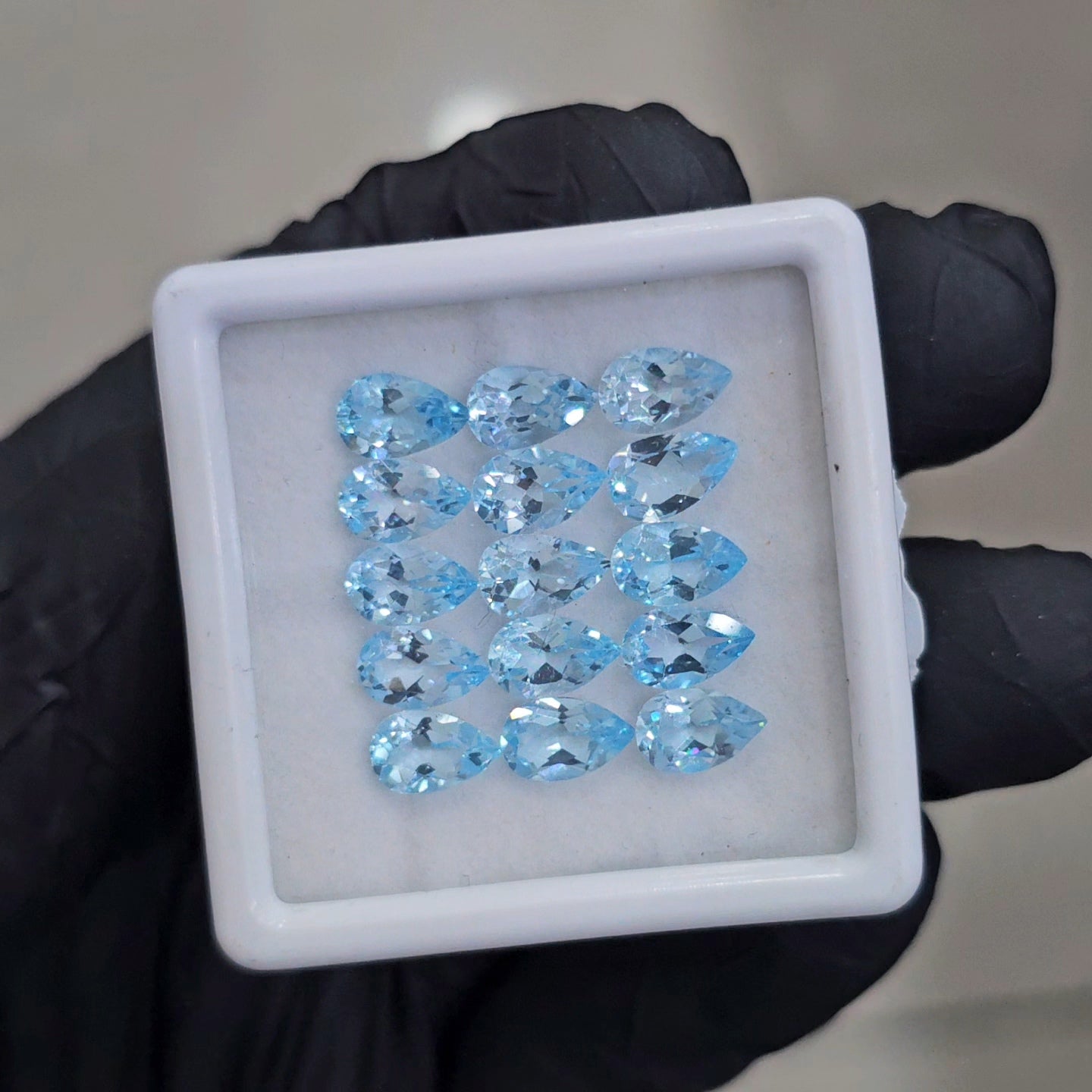 15Pcs Natural Blue Topaz Faceted  | Pear | 8x5mm