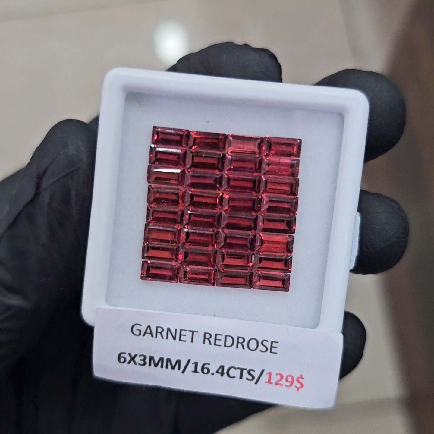 32 Pcs Natural Redrose Garnet | Baguette| Size:6x3mm - The LabradoriteKing
