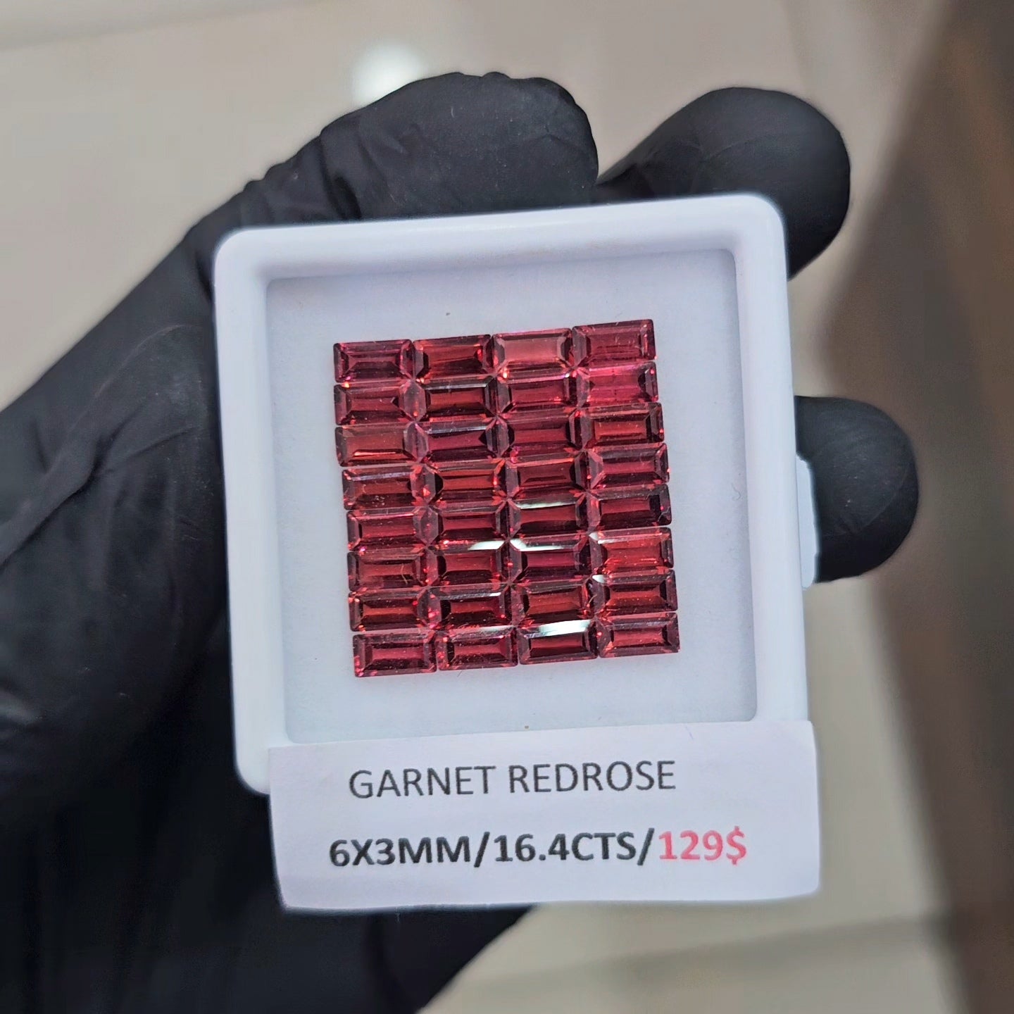 32 Pcs Natural Redrose Garnet | Baguette| Size:6x3mm - The LabradoriteKing