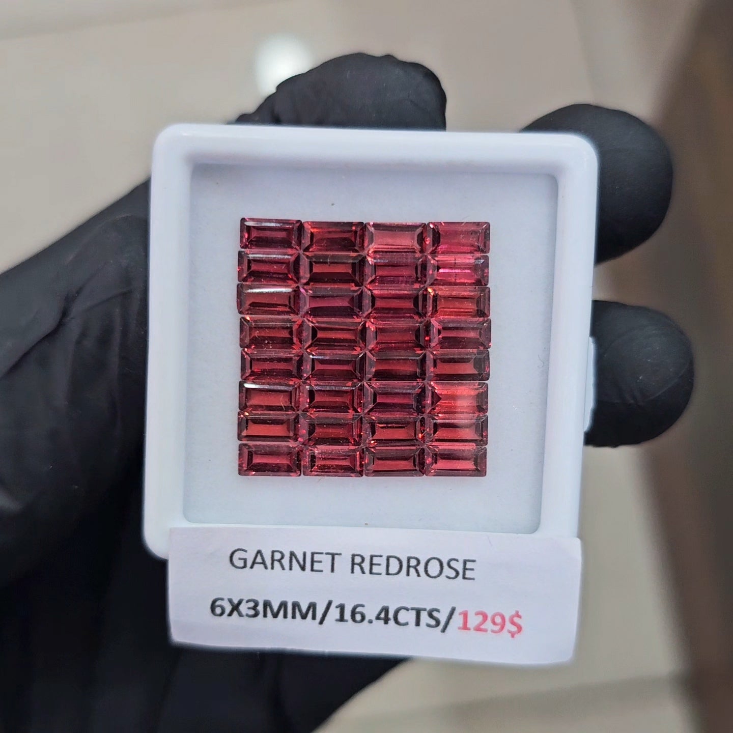 32 Pcs Natural Redrose Garnet | Baguette| Size:6x3mm - The LabradoriteKing