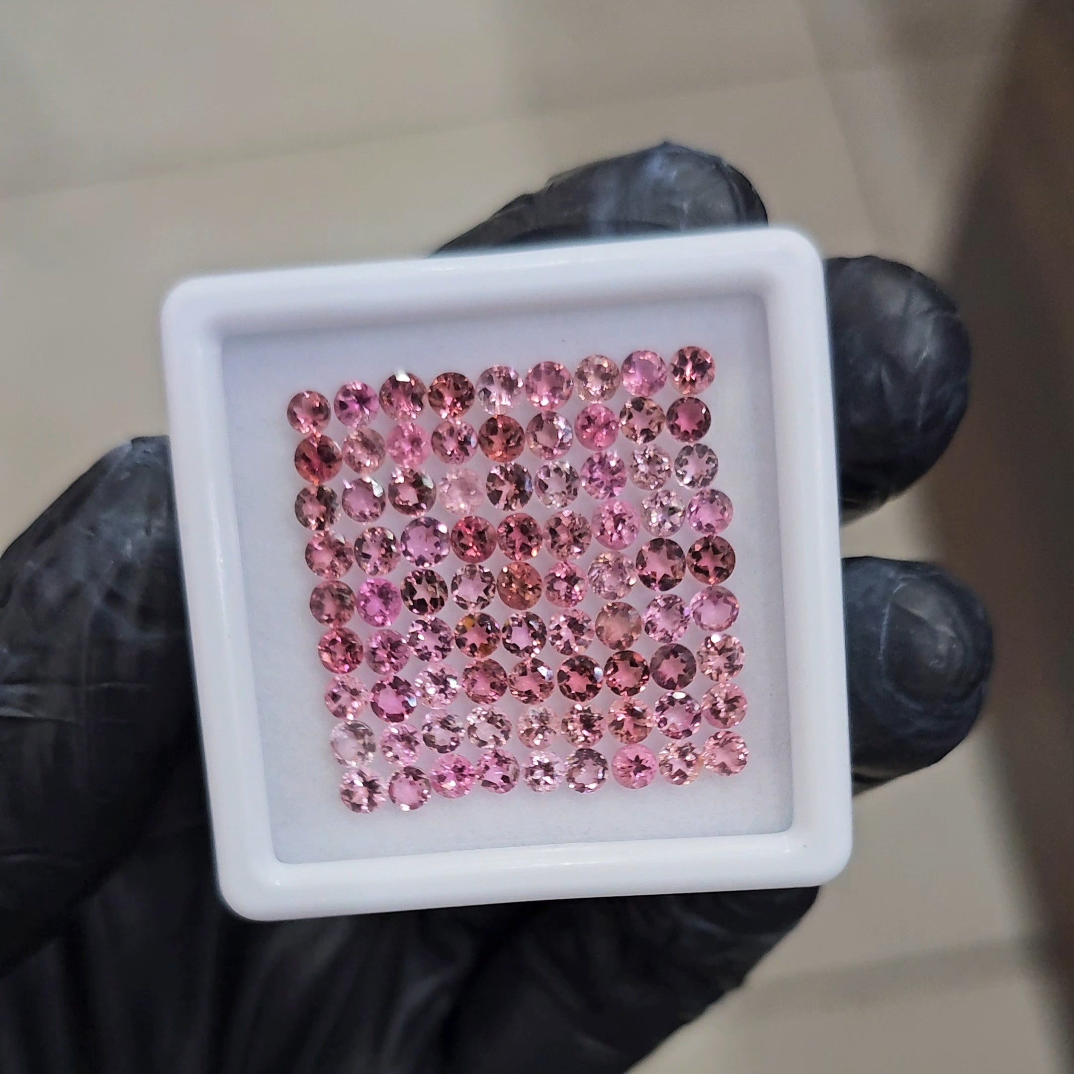 64 Pcs of Pink pink Natural Tourmaline Faceted  | Round | Size: 3mm - The LabradoriteKing