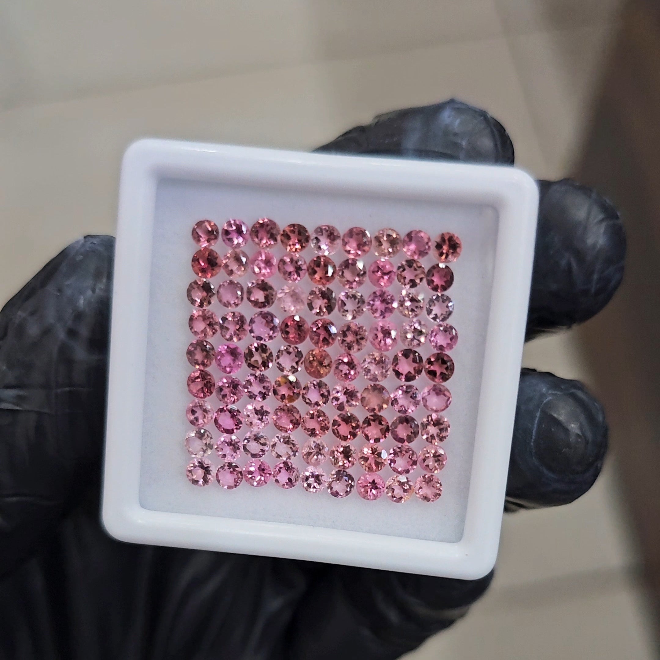 64 Pcs of Pink pink Natural Tourmaline Faceted  | Round | Size: 3mm - The LabradoriteKing