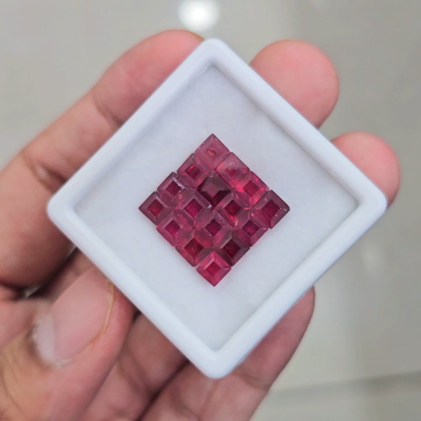 12 Pcs of Natural Ruby Faceted  | Square | Size: 4.5mm