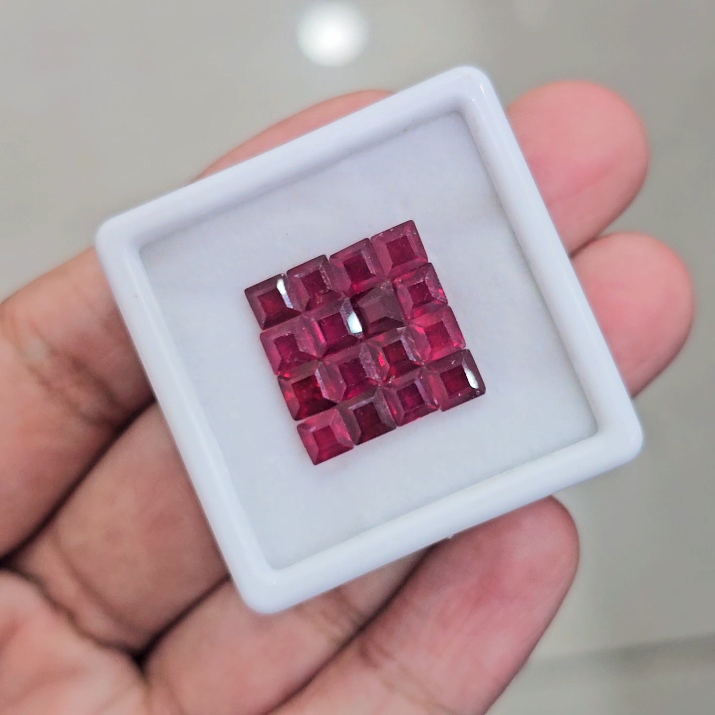 12 Pcs of Natural Ruby Faceted  | Square | Size: 4.5mm