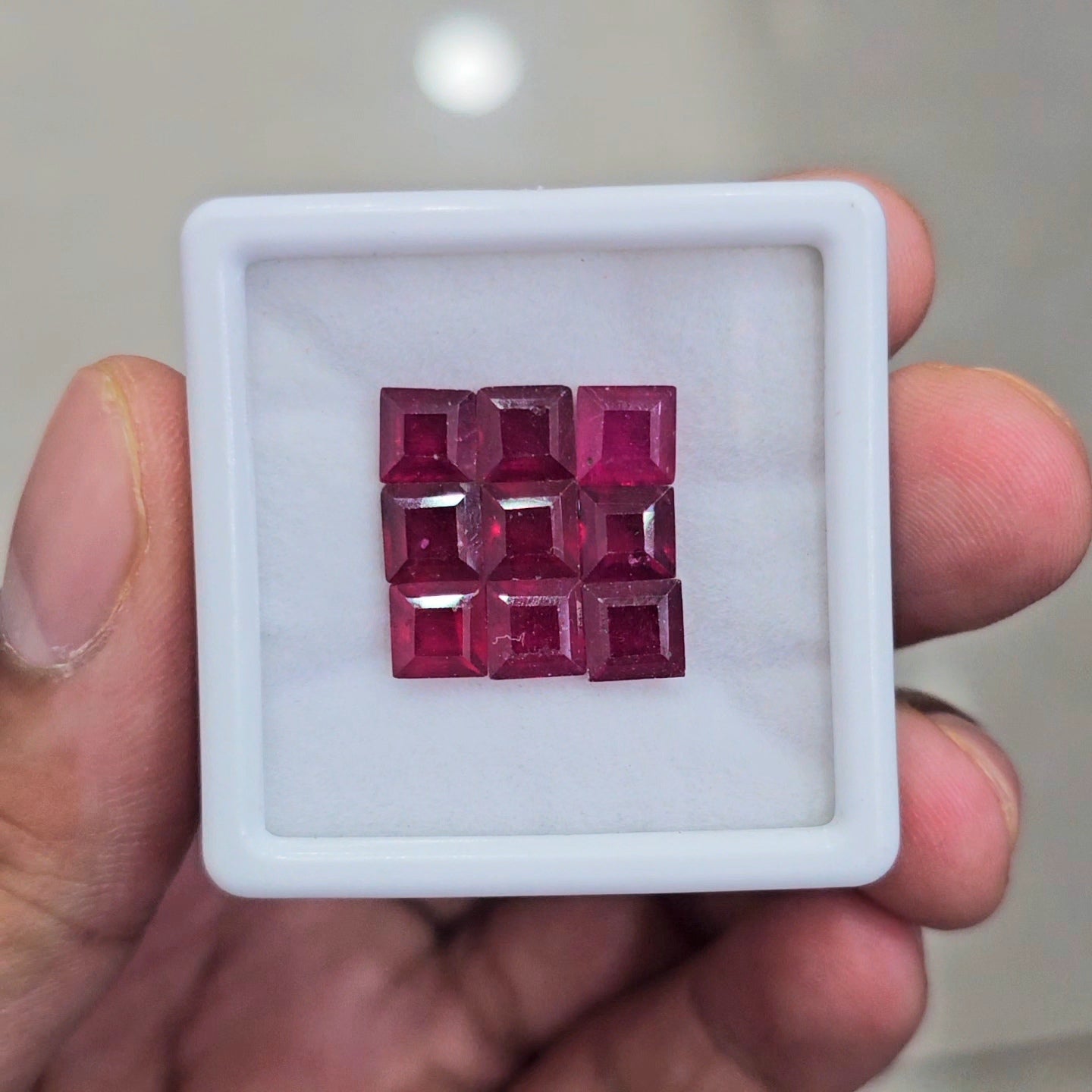 9 Pcs of Natural Ruby Faceted  | Square | Size: 6x6mm