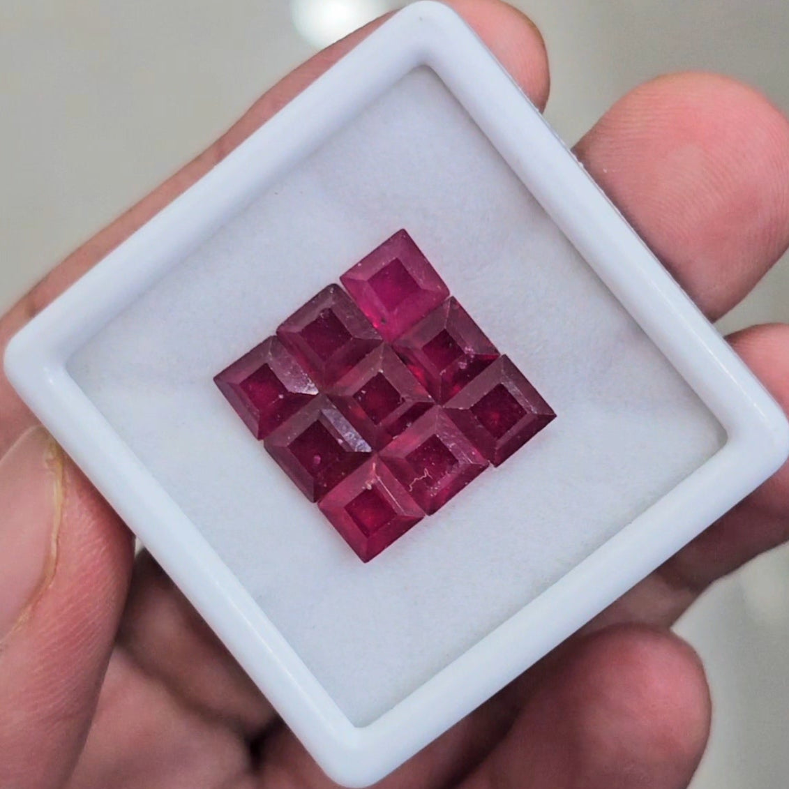 9 Pcs of Natural Ruby Faceted  | Square | Size: 6x6mm