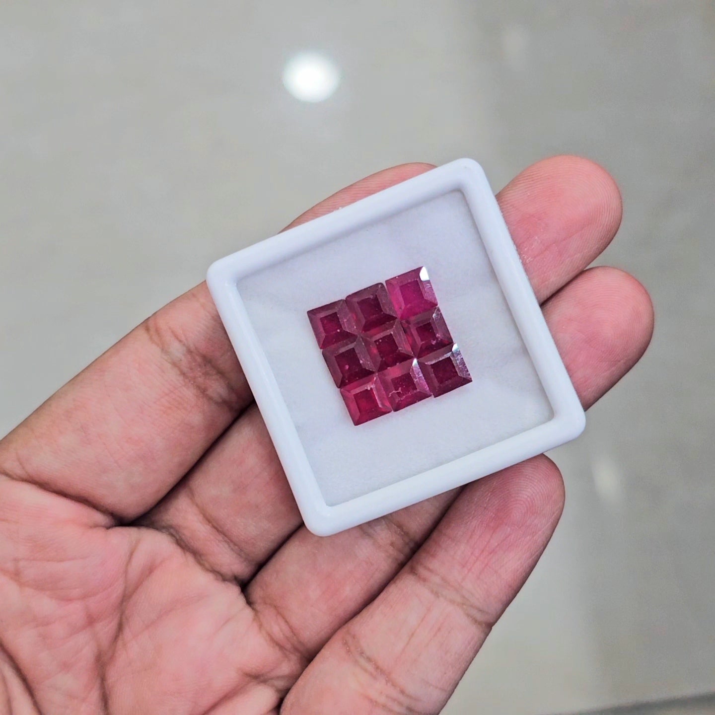 9 Pcs of Natural Ruby Faceted  | Square | Size: 6x6mm