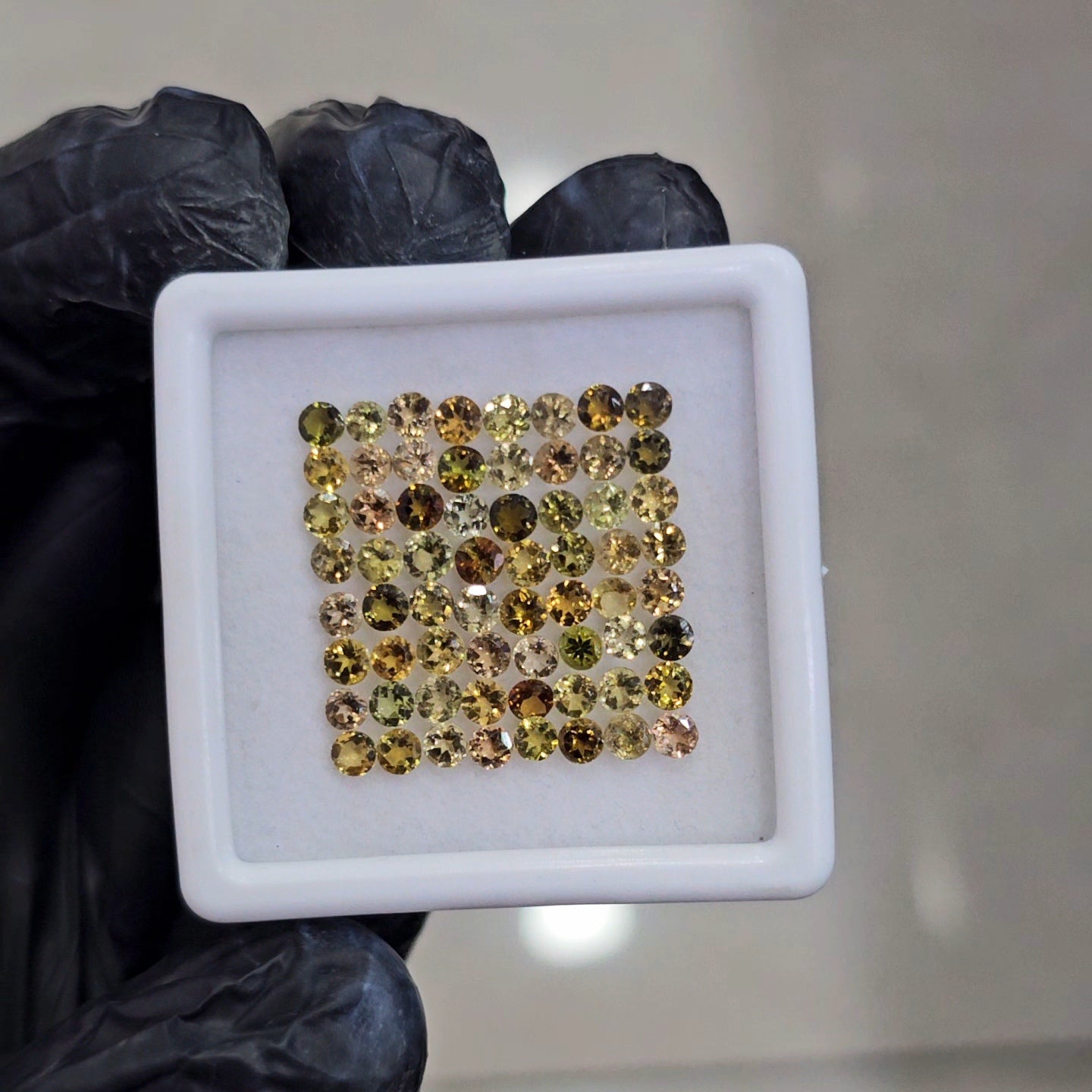64 Pcs of Natural Green Tourmaline Faceted  | Round | Size: 3mm