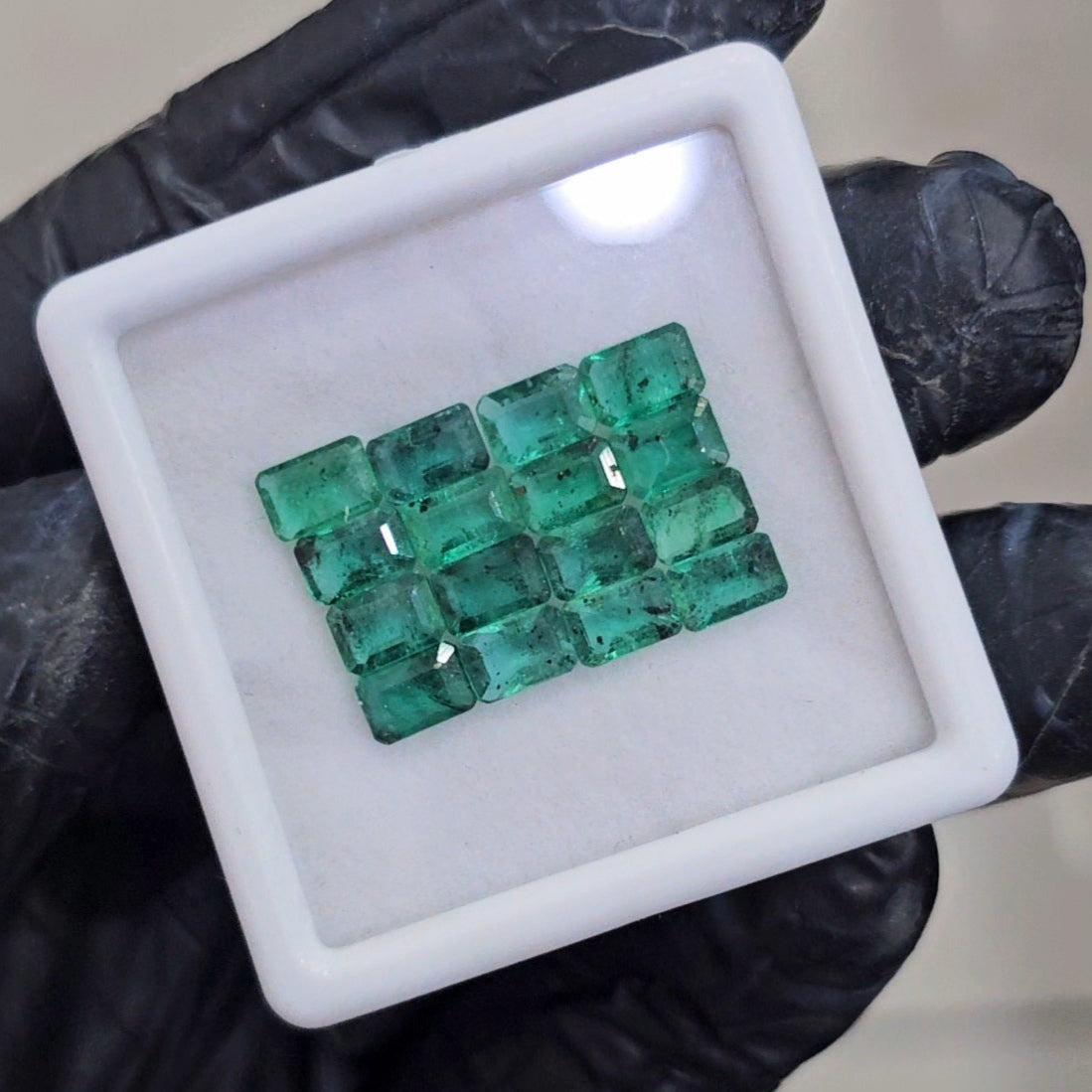16 Pcs of Natural Emerald Faceted  | Rectangle | Size: 5-6mm