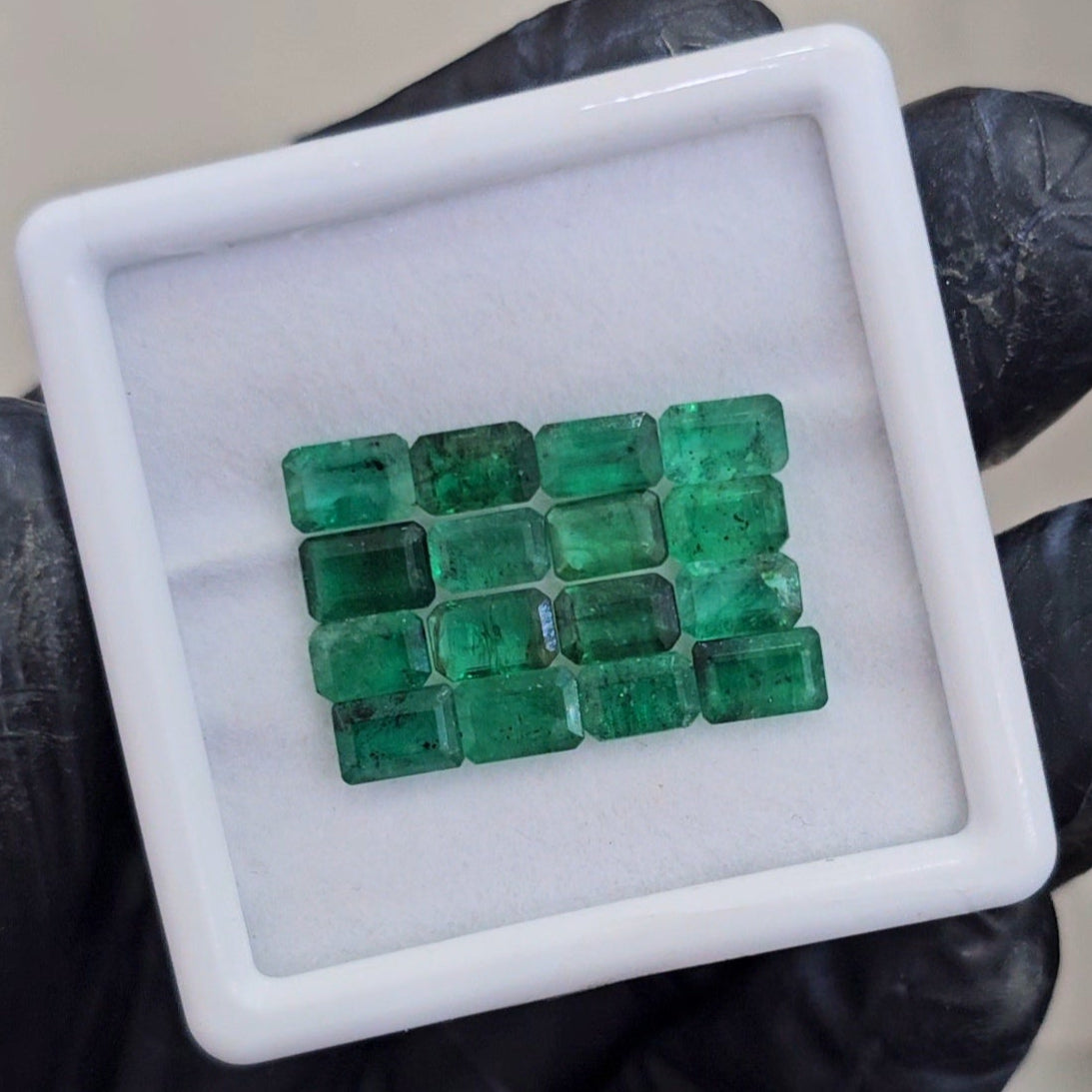 16 Pcs of Natural Emerald Faceted  | Rectangle | Size: 5-6mm