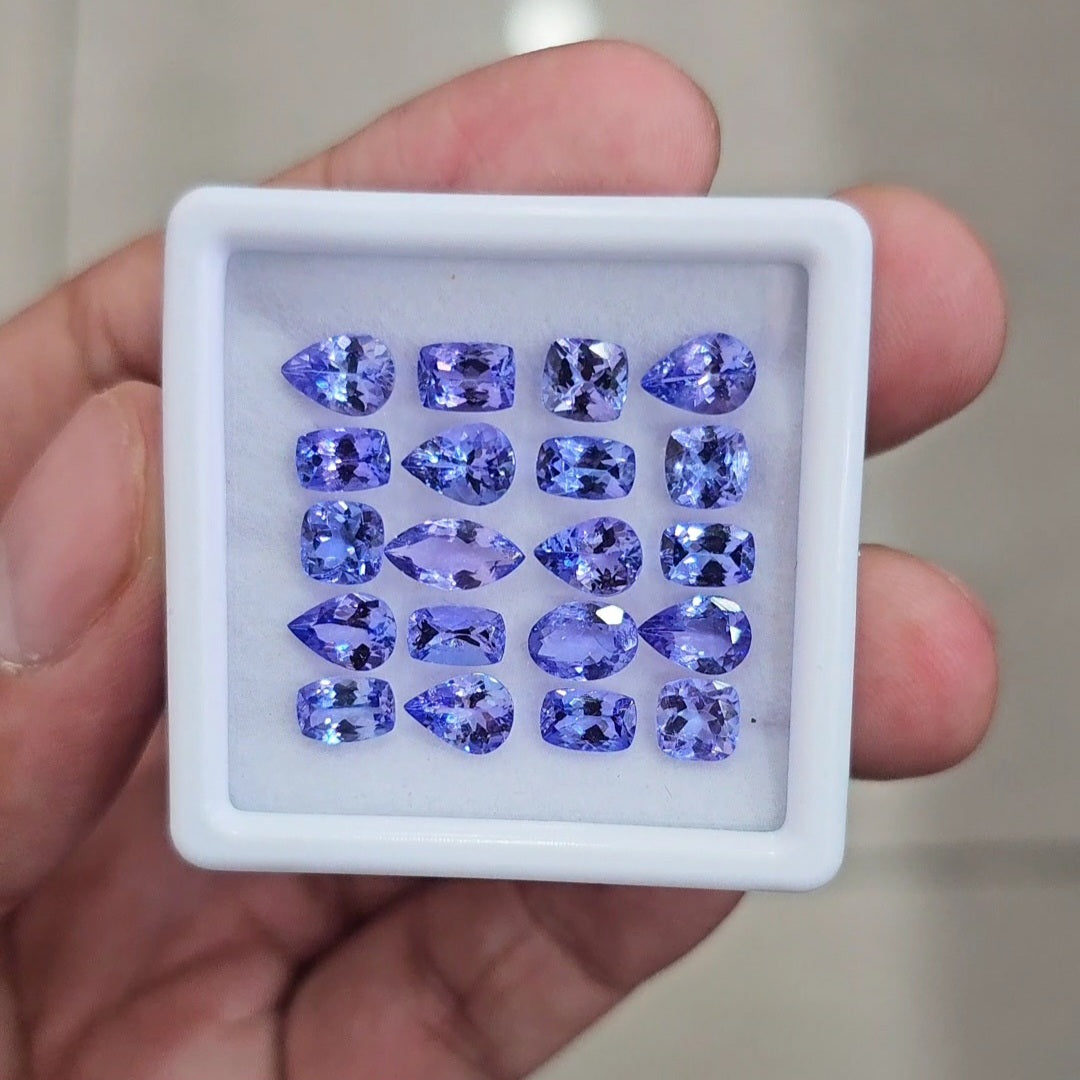 20 Pcs Natural Tanzanite Faceted  | Mix | Size: 5-8mm