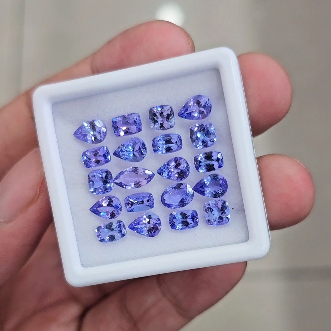 20 Pcs Natural Tanzanite Faceted  | Mix | Size: 5-8mm