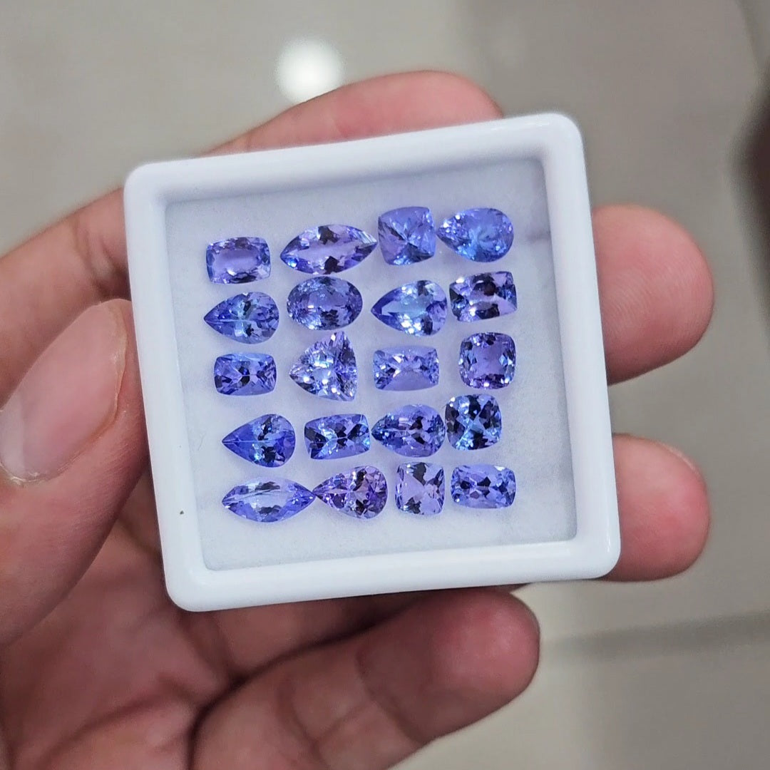 20 Pcs Natural Tanzanite Faceted  | Mix | Size: 5-8mm