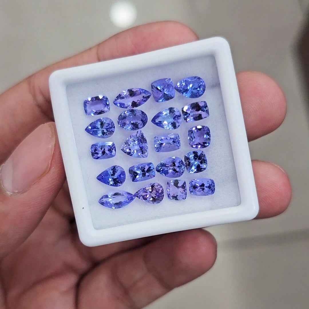20 Pcs Natural Tanzanite Faceted  | Mix | Size: 5-8mm