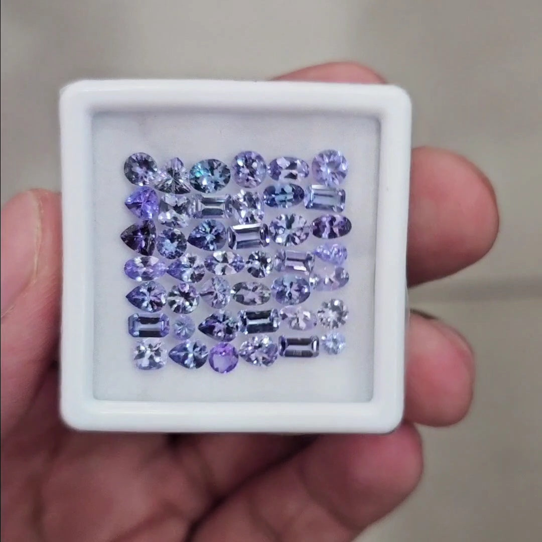 42 Pcs Of Natural Unheated Tanzanite Faceted | Shape: Mix | Size: 3-5mm