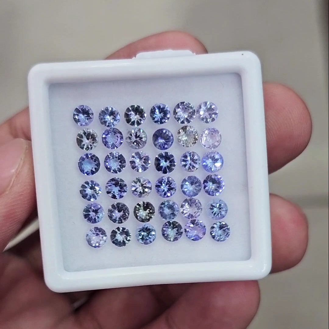 36 Pcs Of Natural Unheated Tanzanite Faceted | Shape: Round| Size: 4mm