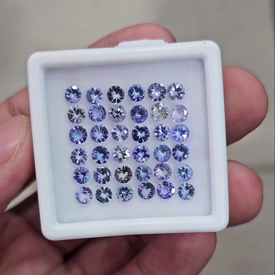 36 Pcs Of Natural Unheated Tanzanite Faceted | Shape: Round| Size: 4mm