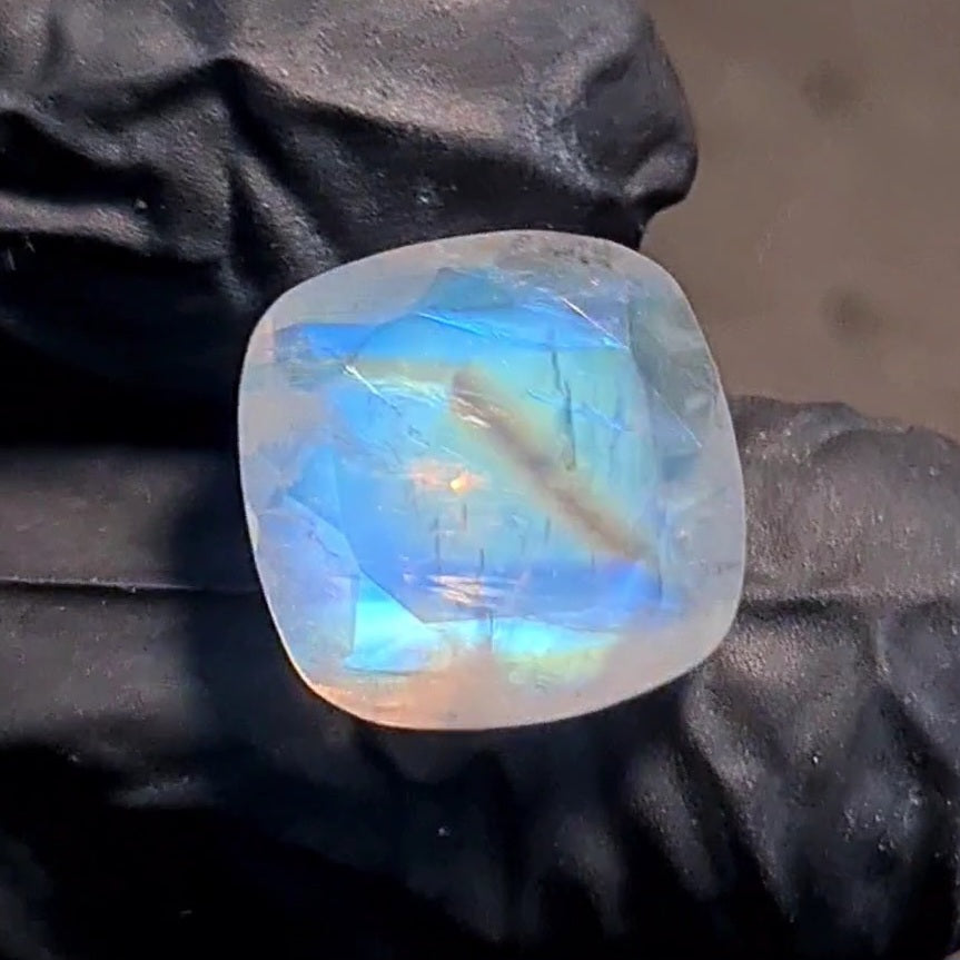 Natural Rainbow Moonstone from India Faceted | Square| 13x13mm