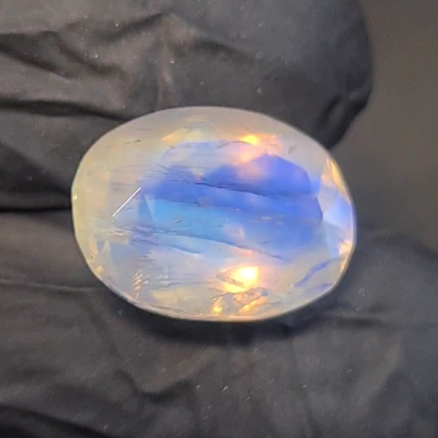 Natural Rainbow Moonstone from India Faceted | Oval| 15x11mm