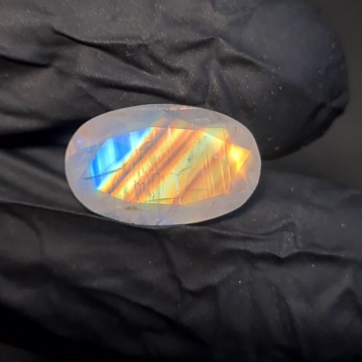 Natural Rainbow Moonstone from India Faceted | Oval| 15x10mm