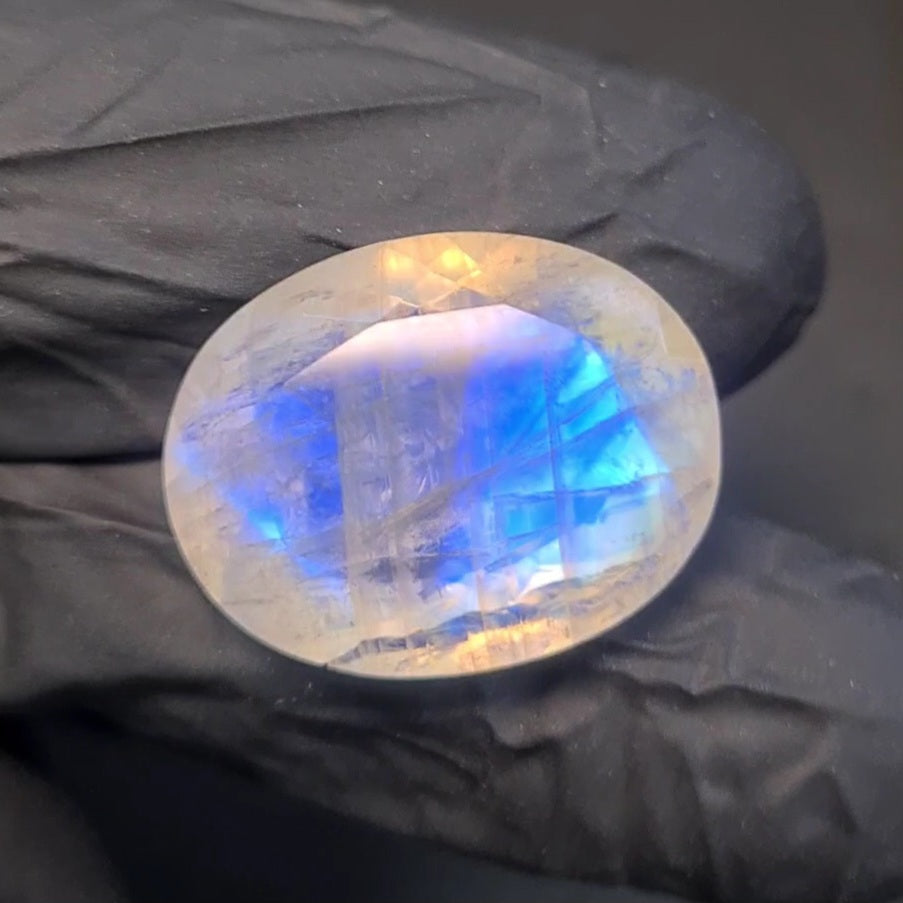 Natural Rainbow Moonstone from India Faceted | Oval| 22x17mm