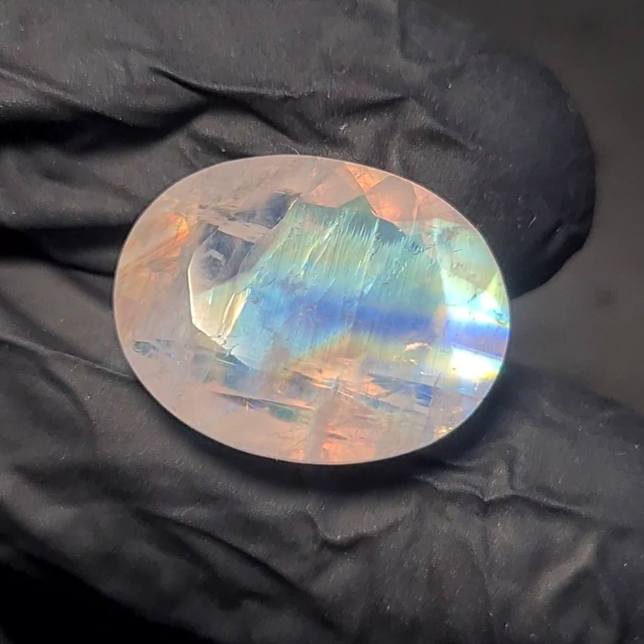 Natural Rainbow Moonstone from India Faceted | Oval| 19x15mm