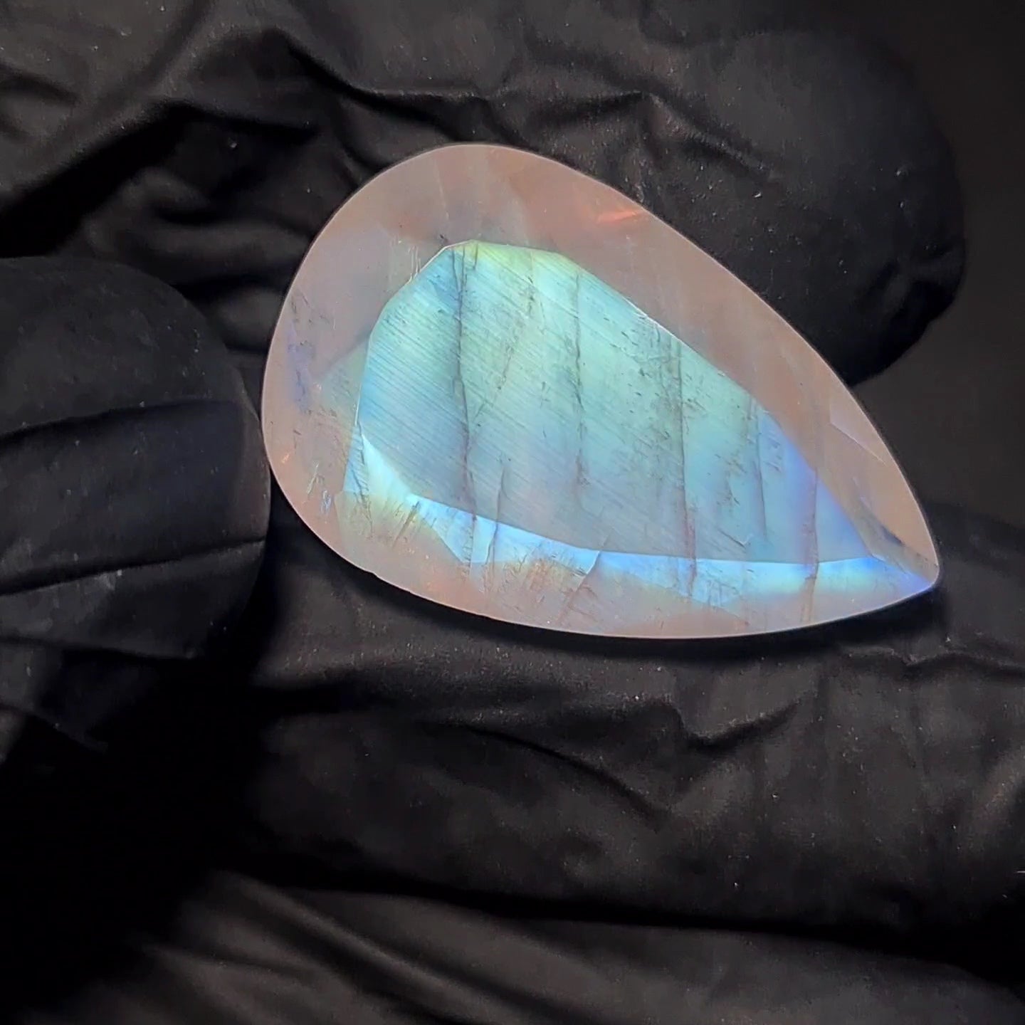 Natural Rainbow Moonstone from India Faceted | Pear| 24x16mm
