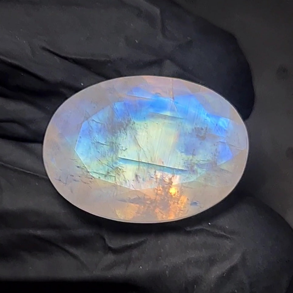 Natural Rainbow Moonstone from India Faceted | Oval| 21x15mm